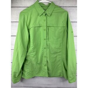 L.L.Bean Women's Green Button Down Shirt‎ Outdoor Hiking Camping Top Size M